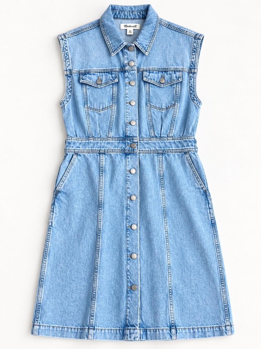 Madewell Denim Cap-Sleeve Shirtdress in Aquino Wash - Size 10
